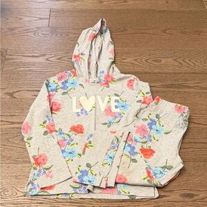 EUC Carter's Gray Floral Love Hoodie and Pants Set